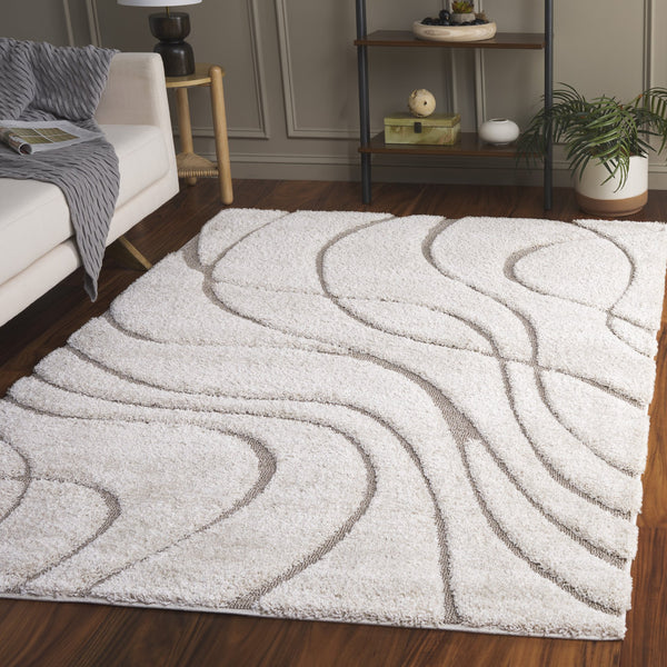 Safavieh Florida Plush Modern Area Rug 6X8 | High-Pile 1-1/8" Comfort, Power-Loomed Turkey Durability, Stain-Resistant 6'-0" x 8'-0" CREAM / BEIGE SG471-1113-68