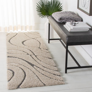 Safavieh Florida Plush Oval Area Rug 6X8 1-1/8" Pile Power-Loomed Polypropylene Stain-Resistant Turkish Craftsmanship 6'-0" x 8'-0" CREAM / GREY SG471-1180-68OV
