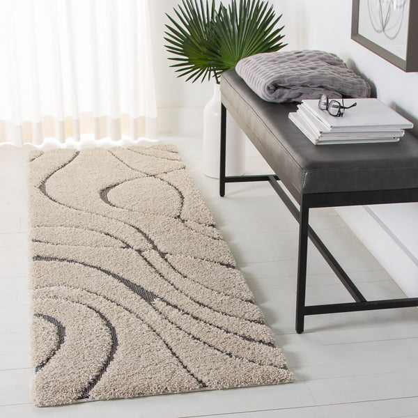 Safavieh Florida Plush Modern Area Rug 6X8 | High-Pile 1-1/8" Comfort, Power-Loomed Turkey Durability, Stain-Resistant 6'-0" x 8'-0" CREAM / GREY SG471-1180-68