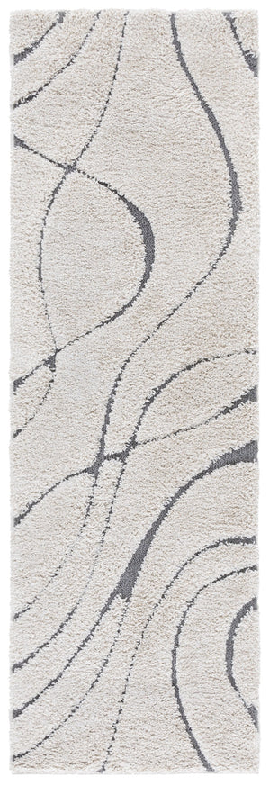 Safavieh Florida Plush Oval Area Rug 6X8 1-1/8" Pile Power-Loomed Polypropylene Stain-Resistant Turkish Craftsmanship 6'-0" x 8'-0" CREAM / GREY SG471-1180-68OV
