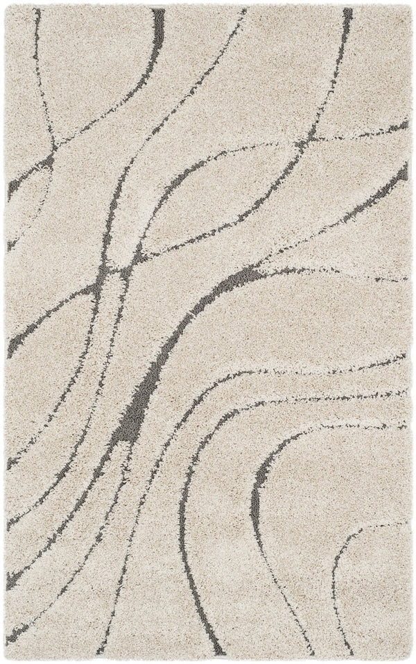 Safavieh Florida Plush Oval Area Rug 6X8 1-1/8" Pile Power-Loomed Polypropylene Stain-Resistant Turkish Craftsmanship 6'-0" x 8'-0" CREAM / GREY SG471-1180-68OV