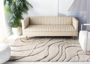 Safavieh Florida Plush Modern Area Rug 6X8 | High-Pile 1-1/8" Comfort, Power-Loomed Turkey Durability, Stain-Resistant 6'-0" x 8'-0" CREAM / GREY SG471-1180-68