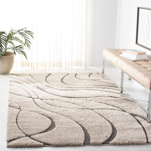 Safavieh Florida Plush Oval Area Rug 6X8 1-1/8" Pile Power-Loomed Polypropylene Stain-Resistant Turkish Craftsmanship 6'-0" x 8'-0" CREAM / GREY SG471-1180-68OV