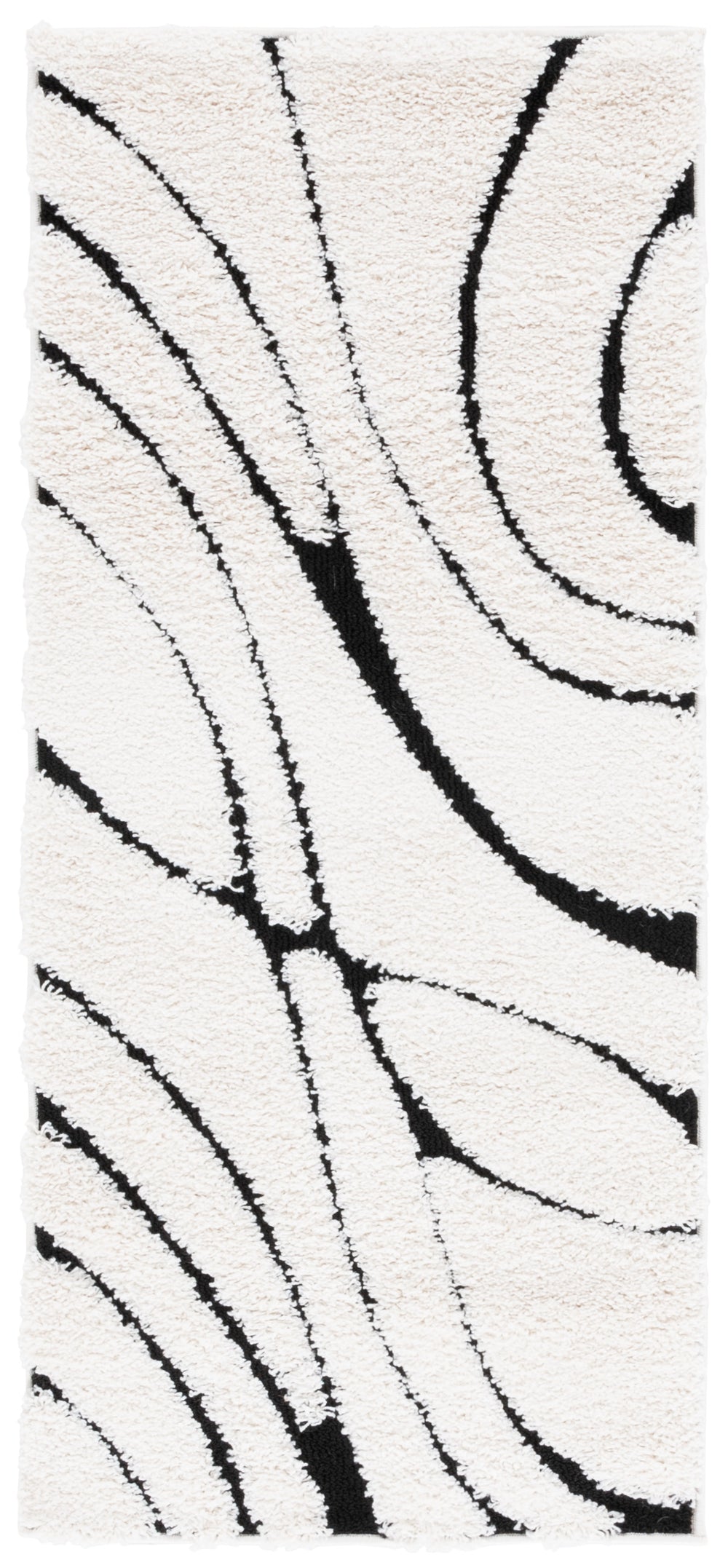 Safavieh Florida Luxurious Shag Area Rug — Plush High‑Pile Power‑Loomed In Turkey With Abstract Contrast 10'-0" x 10'-0" IVORY / BLACK SG471-1290-10SQ