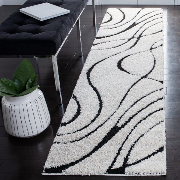 Safavieh Florida Plush Round Shag Rug – Abstract Flowing Lines, Deep Pile Comfort, Durable Power-Loomed Design 8'-0" x 8'-0" SG471-1290-8R