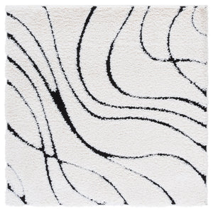 Safavieh Florida Plush Oval Area Rug 6X8 1-1/8" Pile Power-Loomed Polypropylene Stain-Resistant Turkish Craftsmanship 6'-0" x 8'-0" IVORY / BLACK SG471-1290-68OV
