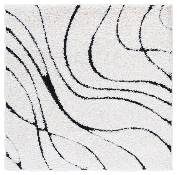 Safavieh Florida Plush Modern Area Rug 6X8 | High-Pile 1-1/8" Comfort, Power-Loomed Turkey Durability, Stain-Resistant 6'-0" x 8'-0" IVORY / BLACK SG471-1290-68
