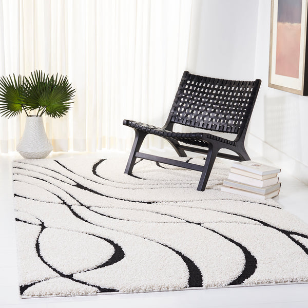 Safavieh Florida Plush Round Shag Rug – Abstract Flowing Lines, Deep Pile Comfort, Durable Power-Loomed Design 8'-0" x 8'-0" SG471-1290-8R