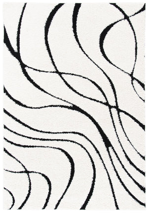Safavieh Florida Plush Oval Area Rug 6X8 1-1/8" Pile Power-Loomed Polypropylene Stain-Resistant Turkish Craftsmanship 6'-0" x 8'-0" IVORY / BLACK SG471-1290-68OV