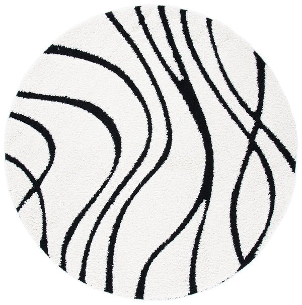 Safavieh Florida Plush Round Shag Rug – Abstract Flowing Lines, Deep Pile Comfort, Durable Power-Loomed Design 8'-0" x 8'-0" SG471-1290-8R