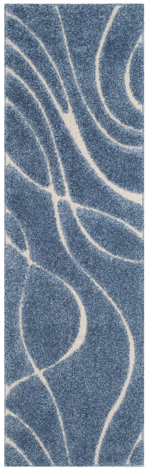 Safavieh Florida Oversized Light Blue & Cream Abstract Shag Rug — Plush Flokati-Inspired Texture, Durable Elegance 11'-0" x 15'-0" SG471-6011-1115
