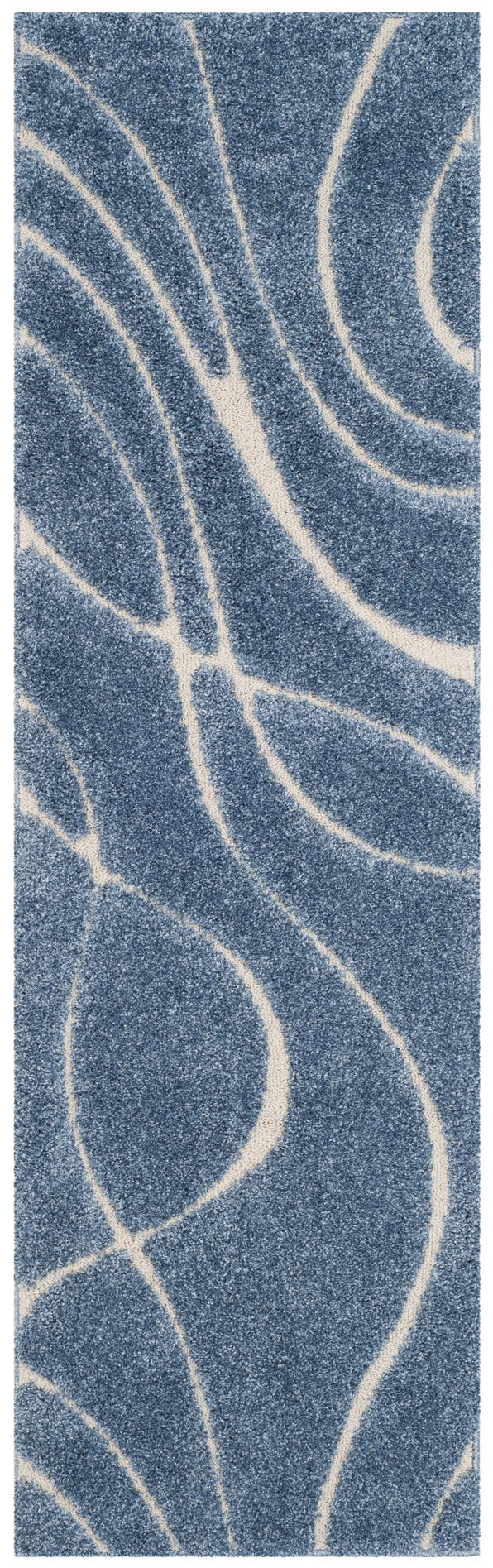 Safavieh Florida Oversized Light Blue & Cream Abstract Shag Rug — Plush Flokati-Inspired Texture, Durable Elegance 11'-0" x 15'-0" SG471-6011-1115