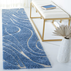 Safavieh Florida Oversized Light Blue & Cream Abstract Shag Rug — Plush Flokati-Inspired Texture, Durable Elegance 11'-0" x 15'-0" SG471-6011-1115
