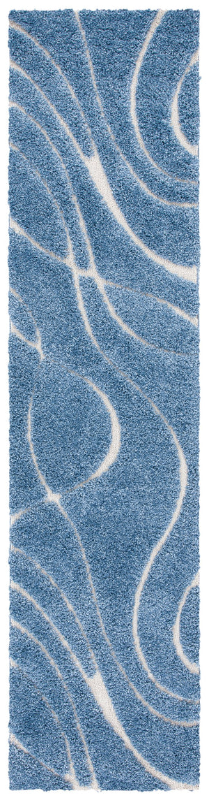 Safavieh Florida Oversized Light Blue & Cream Abstract Shag Rug — Plush Flokati-Inspired Texture, Durable Elegance 11'-0" x 15'-0" SG471-6011-1115