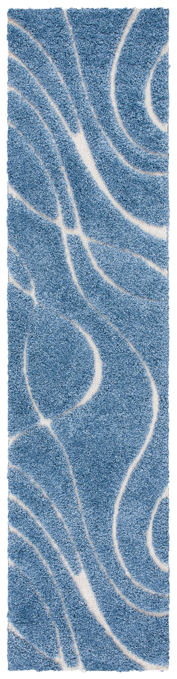 Safavieh Florida Oversized Light Blue & Cream Abstract Shag Rug — Plush Flokati-Inspired Texture, Durable Elegance 11'-0" x 15'-0" SG471-6011-1115