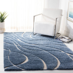 Safavieh Florida Oversized Light Blue & Cream Abstract Shag Rug — Plush Flokati-Inspired Texture, Durable Elegance 11'-0" x 15'-0" SG471-6011-1115