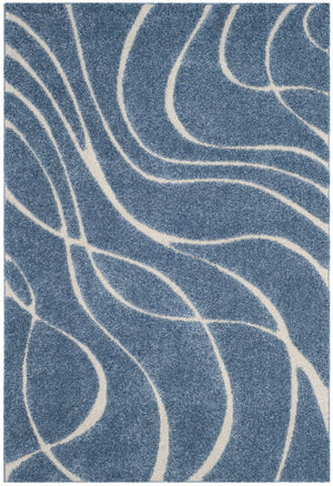 Safavieh Florida Oversized Light Blue & Cream Abstract Shag Rug — Plush Flokati-Inspired Texture, Durable Elegance 11'-0" x 15'-0" SG471-6011-1115