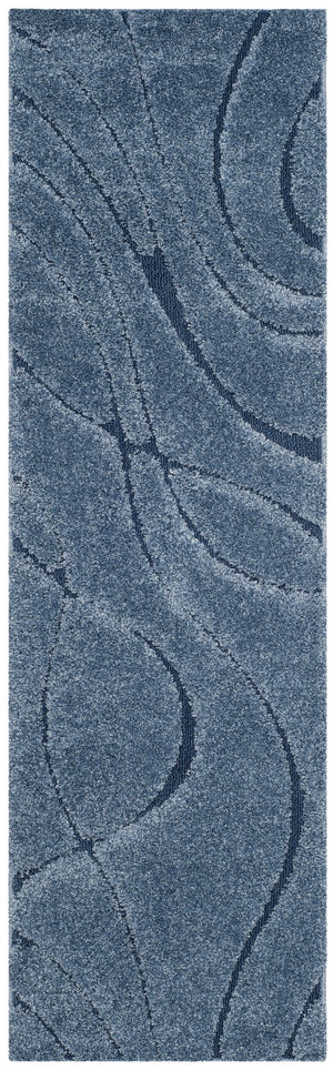 Safavieh Florida Plush Round Shag Rug – Abstract Flowing Lines, Deep Pile Comfort, Durable Power-Loomed Design 10'-0" x 10'-0" LIGHT BLUE / BLUE SG471-6065-10R