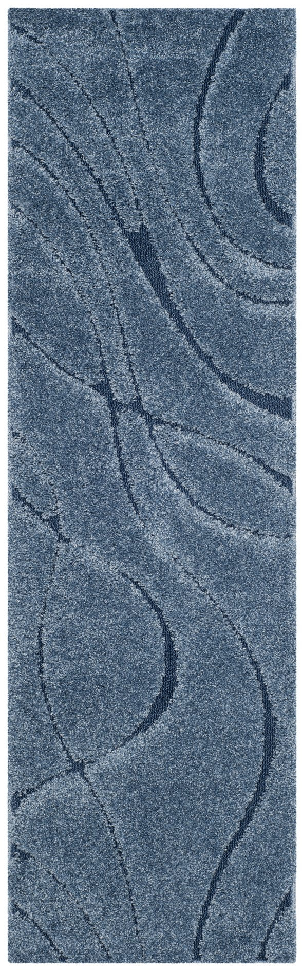 Safavieh Florida Plush Round Shag Rug – Abstract Flowing Lines, Deep Pile Comfort, Durable Power-Loomed Design 10'-0" x 10'-0" LIGHT BLUE / BLUE SG471-6065-10R