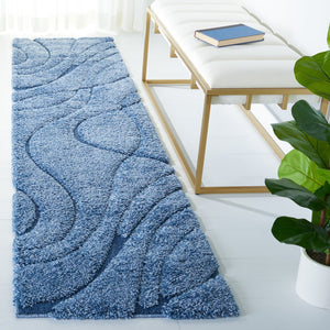 Safavieh Florida Plush Round Shag Rug – Abstract Flowing Lines, Deep Pile Comfort, Durable Power-Loomed Design 10'-0" x 10'-0" LIGHT BLUE / BLUE SG471-6065-10R