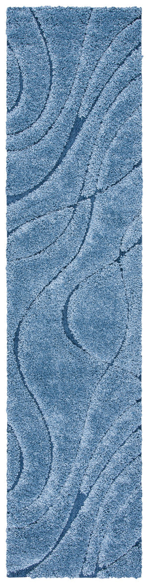 Safavieh Florida Plush Round Shag Rug – Abstract Flowing Lines, Deep Pile Comfort, Durable Power-Loomed Design 10'-0" x 10'-0" LIGHT BLUE / BLUE SG471-6065-10R