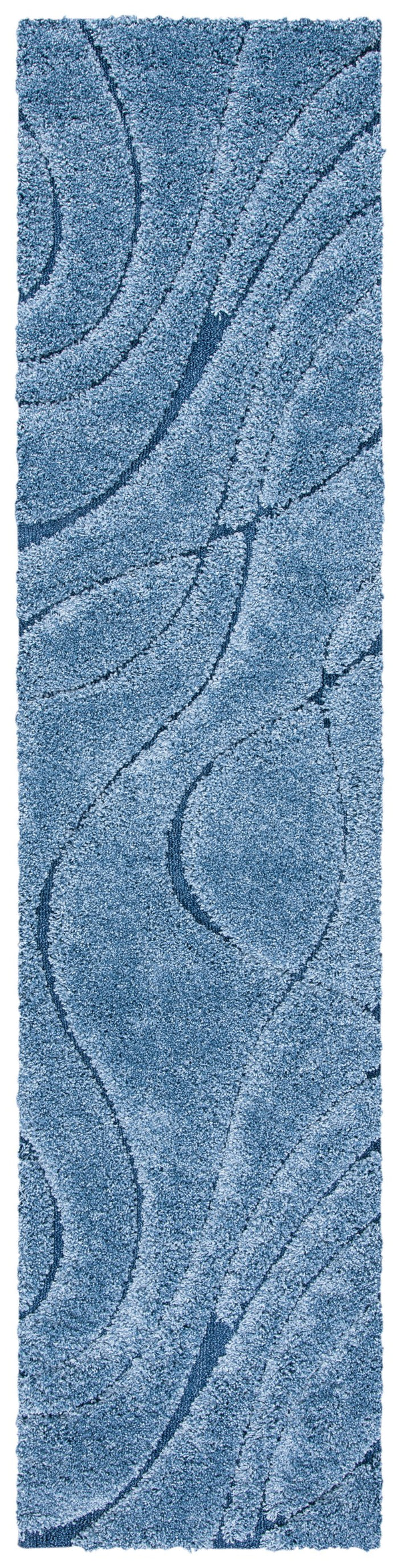 Safavieh Florida Plush Round Shag Rug – Abstract Flowing Lines, Deep Pile Comfort, Durable Power-Loomed Design 10'-0" x 10'-0" LIGHT BLUE / BLUE SG471-6065-10R