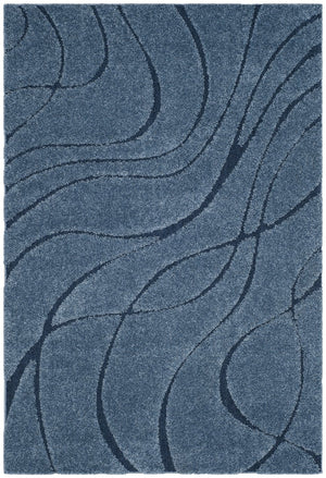 Safavieh Florida Plush Round Shag Rug – Abstract Flowing Lines, Deep Pile Comfort, Durable Power-Loomed Design 10'-0" x 10'-0" LIGHT BLUE / BLUE SG471-6065-10R