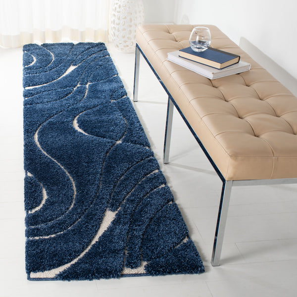 Safavieh Florida Plush Round Shag Rug – Abstract Flowing Lines, Deep Pile Comfort, Durable Power-Loomed Design 4'-0" x 4'-0" SG471-6512-4R