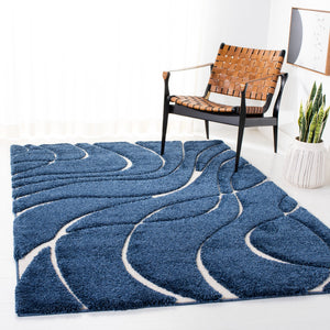 Safavieh Florida Plush Round Shag Rug – Abstract Flowing Lines, Deep Pile Comfort, Durable Power-Loomed Design 4'-0" x 4'-0" SG471-6512-4R