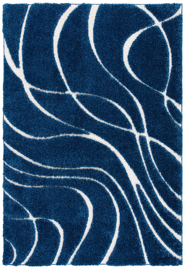 Safavieh Florida Plush Round Shag Rug – Abstract Flowing Lines, Deep Pile Comfort, Durable Power-Loomed Design 4'-0" x 4'-0" SG471-6512-4R