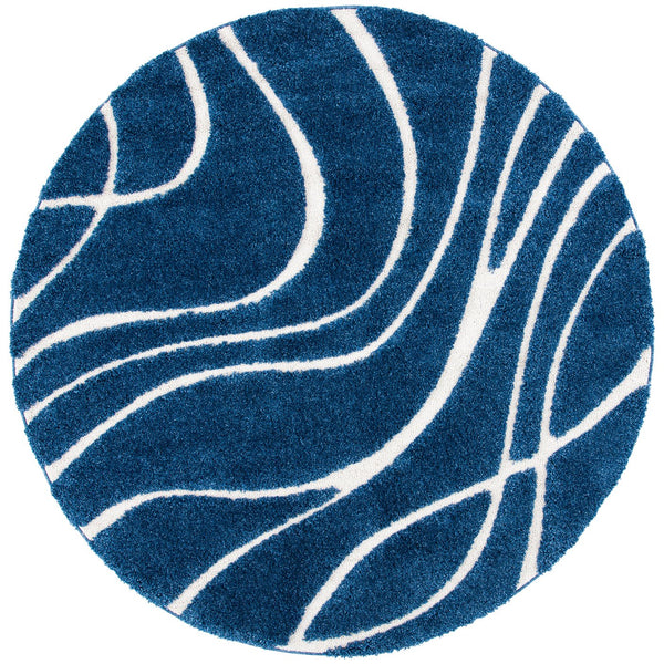 Safavieh Florida Plush Round Shag Rug – Abstract Flowing Lines, Deep Pile Comfort, Durable Power-Loomed Design 4'-0" x 4'-0" SG471-6512-4R