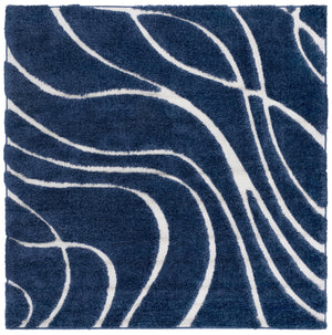Safavieh Florida Plush Round Shag Rug – Abstract Flowing Lines, Deep Pile Comfort, Durable Power-Loomed Design 4'-0" x 4'-0" SG471-6512-4R