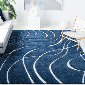 Safavieh Florida Plush Round Shag Rug – Abstract Flowing Lines, Deep Pile Comfort, Durable Power-Loomed Design 4'-0" x 4'-0" SG471-6512-4R