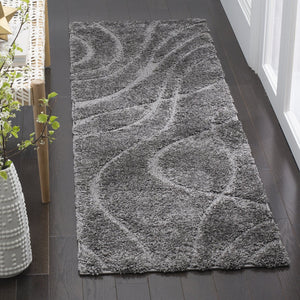 Safavieh Florida Plush Oval Area Rug 6X8 1-1/8" Pile Power-Loomed Polypropylene Stain-Resistant Turkish Craftsmanship 6'-0" x 8'-0" GREY / GREY SG471-8080-68OV
