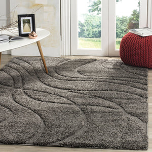 Safavieh Florida Plush Oval Area Rug 6X8 1-1/8" Pile Power-Loomed Polypropylene Stain-Resistant Turkish Craftsmanship 6'-0" x 8'-0" GREY / GREY SG471-8080-68OV