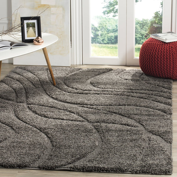 Safavieh Florida Plush Oval Area Rug 6X8 1-1/8" Pile Power-Loomed Polypropylene Stain-Resistant Turkish Craftsmanship 6'-0" x 8'-0" GREY / GREY SG471-8080-68OV