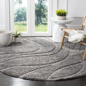 Safavieh Florida Plush Oval Area Rug 6X8 1-1/8" Pile Power-Loomed Polypropylene Stain-Resistant Turkish Craftsmanship 6'-0" x 8'-0" GREY / GREY SG471-8080-68OV
