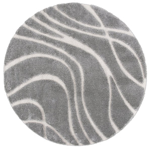 Safavieh Florida Navy Ivory Area Rug - Luxurious Plush Shag Design With Abstract Waves For Modern Spaces Navy ,Ivory Polypropylene Pile Sg471-6512-25