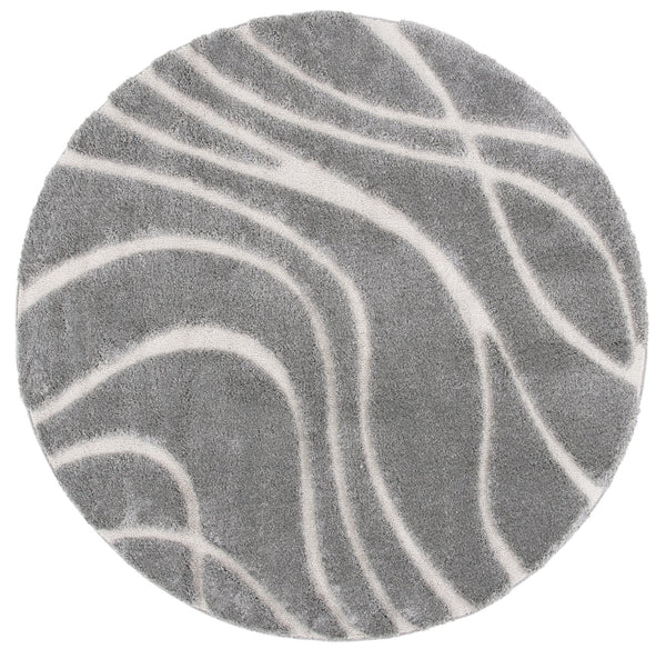Safavieh Florida Navy Ivory Area Rug - Luxurious Plush Shag Design With Abstract Waves For Modern Spaces Navy ,Ivory Polypropylene Pile Sg471-6512-25