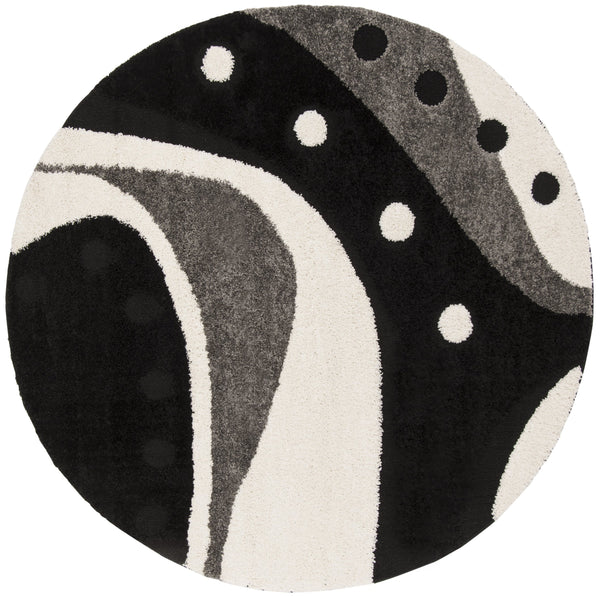 Safavieh Florida Moroccan-Inspired 5X5 Black & Ivory Square Shag Rug — Low-Profile Plush, Durable Power-Loomed Turkey SG473-9012-5SQ