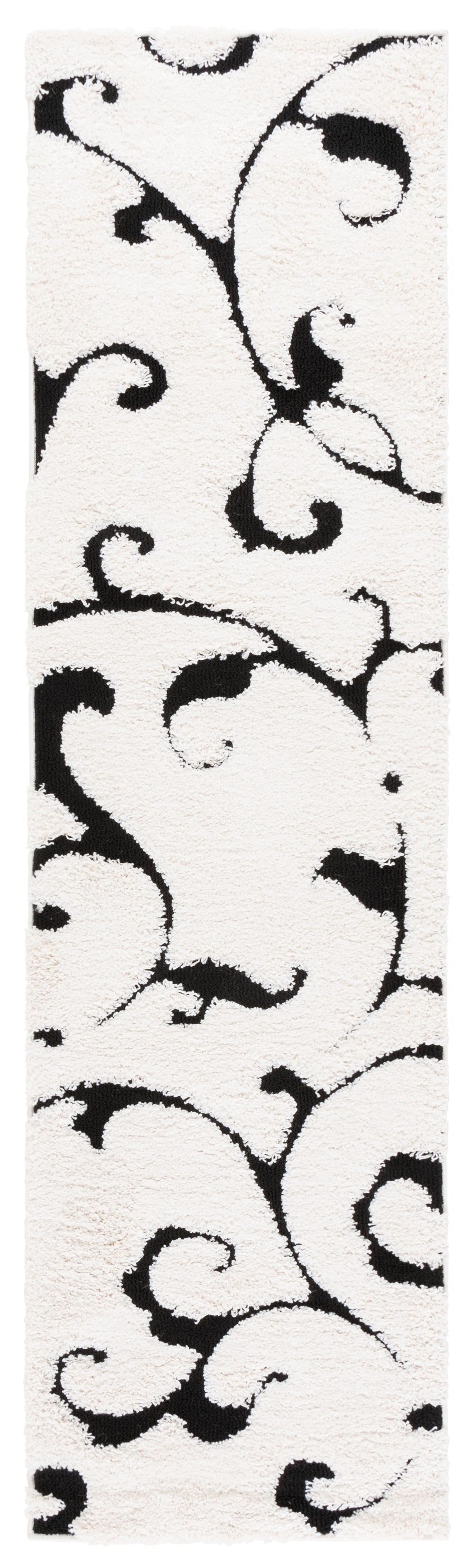 Safavieh Florida Ivory & Black Shag Rug - Plush 1⅛" Pile, Power-Loomed Turkish Design, Stain-Resistant Cozy 8'-0" x 8'-0" SG476-1290-8SQ