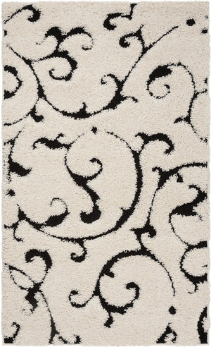 Safavieh Florida Ivory & Black Shag Rug - Plush 1⅛" Pile, Power-Loomed Turkish Design, Stain-Resistant Cozy 8'-0" x 8'-0" SG476-1290-8SQ