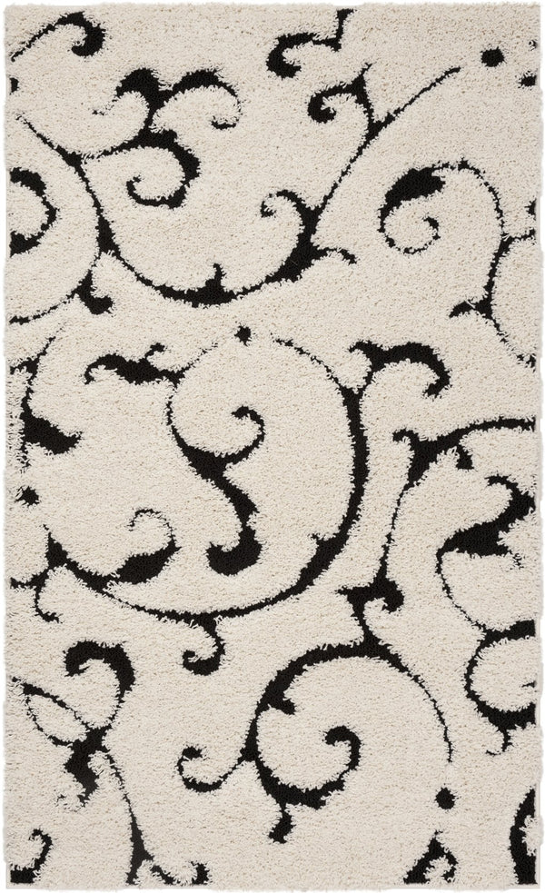 Safavieh Florida Plush Round Shag Rug Ivory And Black Flokati-Inspired Deep Pile Power-Loomed Luxury 8'-0" x 8'-0" SG476-1290-8R