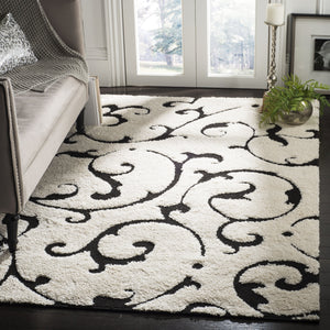 Safavieh Florida Ivory & Black Shag Rug - Plush 1⅛" Pile, Power-Loomed Turkish Design, Stain-Resistant Cozy 8'-0" x 8'-0" SG476-1290-8SQ