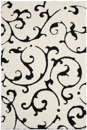 Safavieh Florida Ivory & Black Shag Rug - Plush 1⅛" Pile, Power-Loomed Turkish Design, Stain-Resistant Cozy 8'-0" x 8'-0" SG476-1290-8SQ