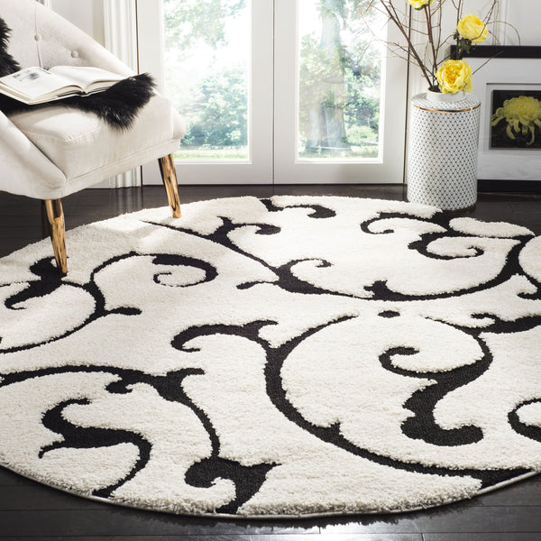 Safavieh Florida Ivory & Black Shag Rug - Plush 1⅛" Pile, Power-Loomed Turkish Design, Stain-Resistant Cozy 8'-0" x 8'-0" SG476-1290-8SQ