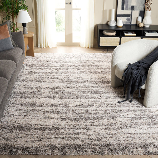 Safavieh Hudson Plush Shag Flokati Area Rug In Ivory And Grey — 1.75" Deep Pile, Durable Power-Loomed Luxury 6'-0" x 8'-0" SGH206A-68