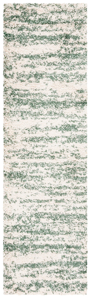 Safavieh Hudson Plush Round Shag Rug In Ivory & Green Abstract Flokati Texture — Durable, Cozy Centerpiece 8'-0" x 8'-0" SGH206Y-8R