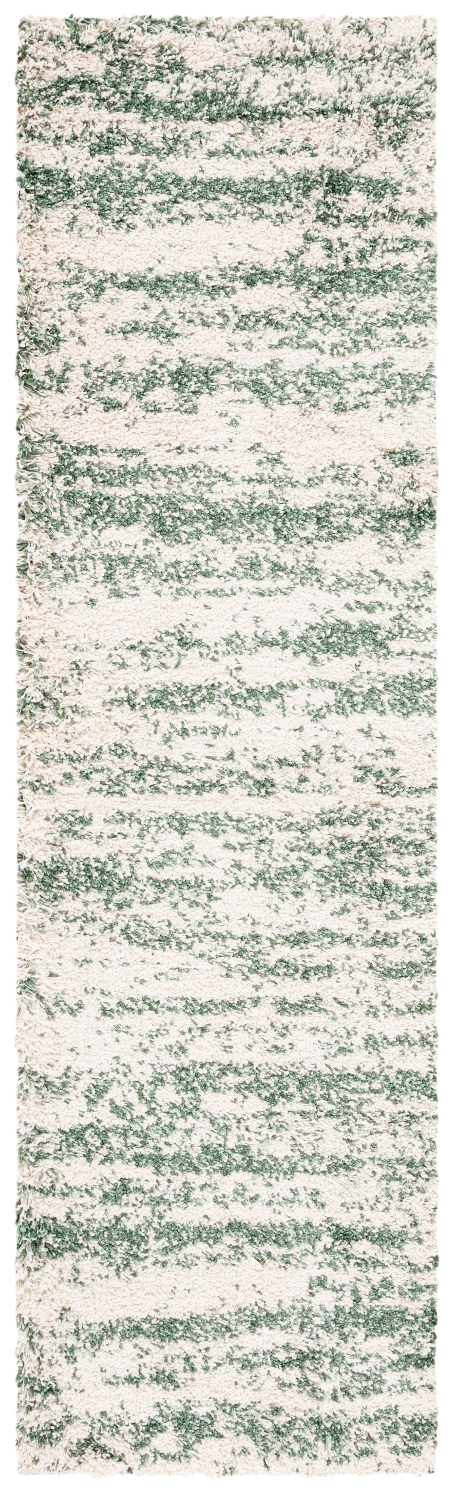 Safavieh Hudson Shag Runner Ivory And Green Flokati Pile — Plush 1¾" Power-Loomed, Durable Hallway Rug 2'-3" x 16'-0" SGH206Y-216