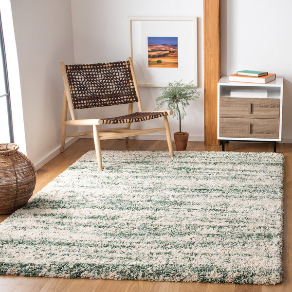 Safavieh Hudson Plush Shag Flokati Rug In Ivory And Green — Deep Pile, Power-Loomed Turkey Durability & Cozy Comfort 10'-0" x 10'-0" SGH206Y-10SQ